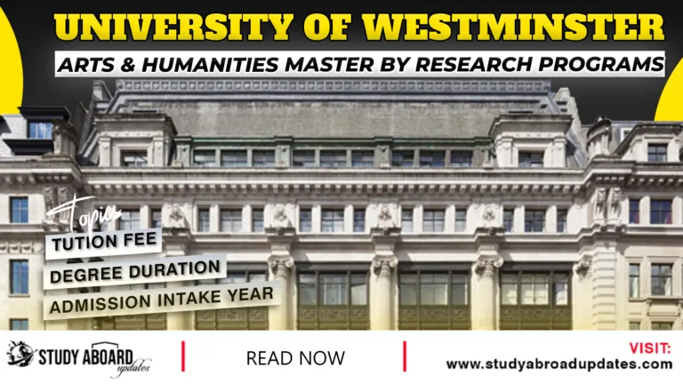 University of Westminster Arts & Humanities Master by Research Programs