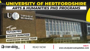University of Hertfordshire Arts & Humanities PHD Programs