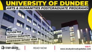 University of Dundee Arts & Humanities Postgraduate Programs