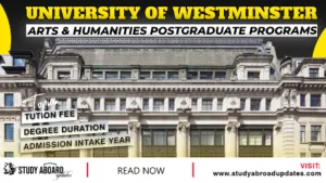 University of Westminster Arts & Humanities Postgraduate Programs