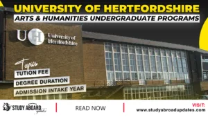 University of Hertfordshire Arts & Humanities Undergraduate Programs