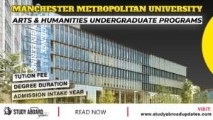 Manchester Metropolitan University Arts & Humanities Undergraduate Programs