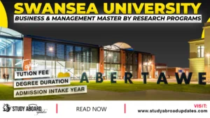 Swansea University Business & Management Master by Research Programs