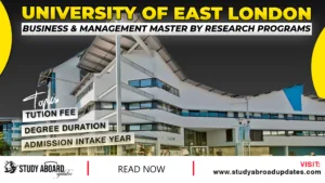 University of East London Business & Management Master by Research Programs