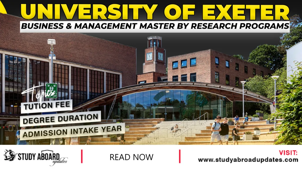 University of Exeter Business & Management Master by Research programs