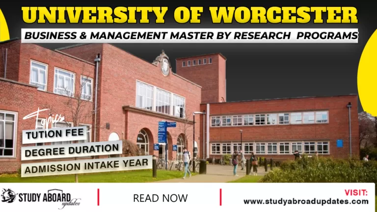 University of Worcester Business & Management Master by Research Programs