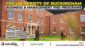 The University of Buckingham Business & Management PHD Programs