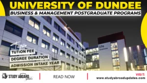 University of Dundee Business & Management Postgraduate Programs