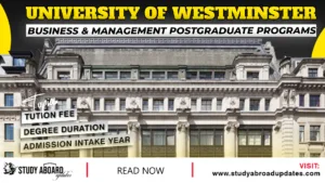 University of Westminster Business & Management Postgraduate Programs