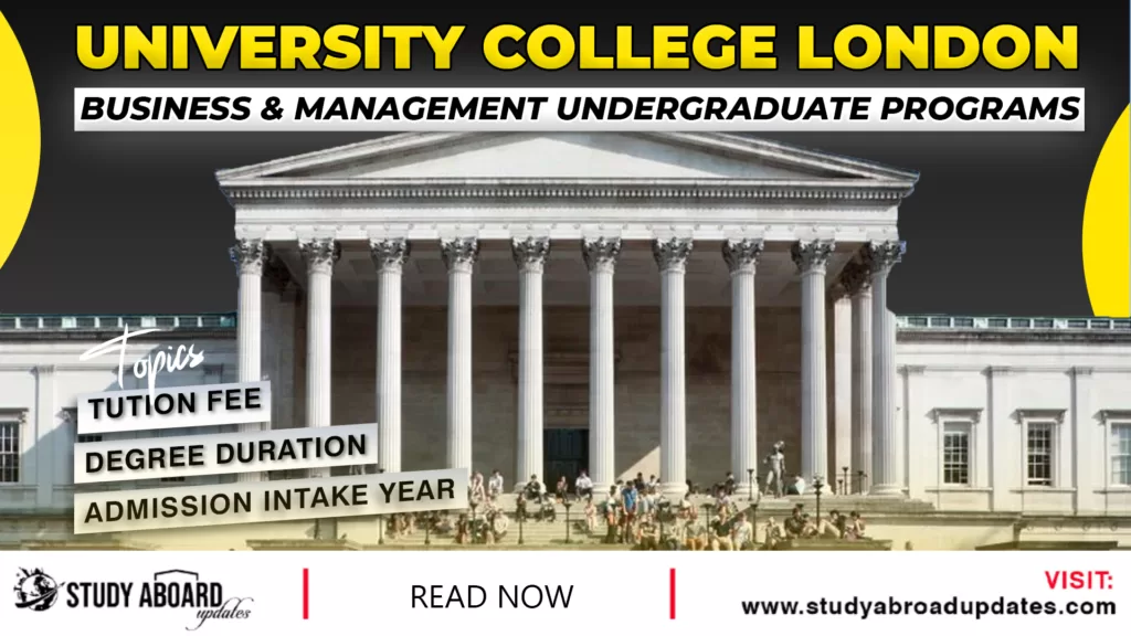 University College London Business & Management Undergraduate Programs