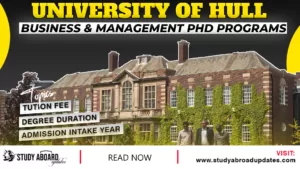 University of Hull Business & Management PHD Programs