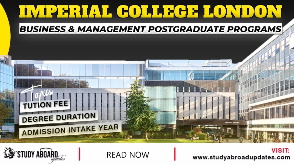 Business & Management postgraduate Programs