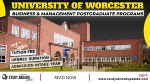 University of Worcester Business & Management Postgraduate Programs