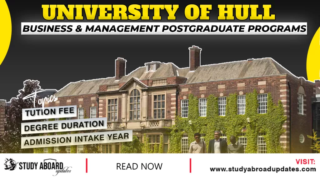 University of Hull Business & Management Postgraduate Programs