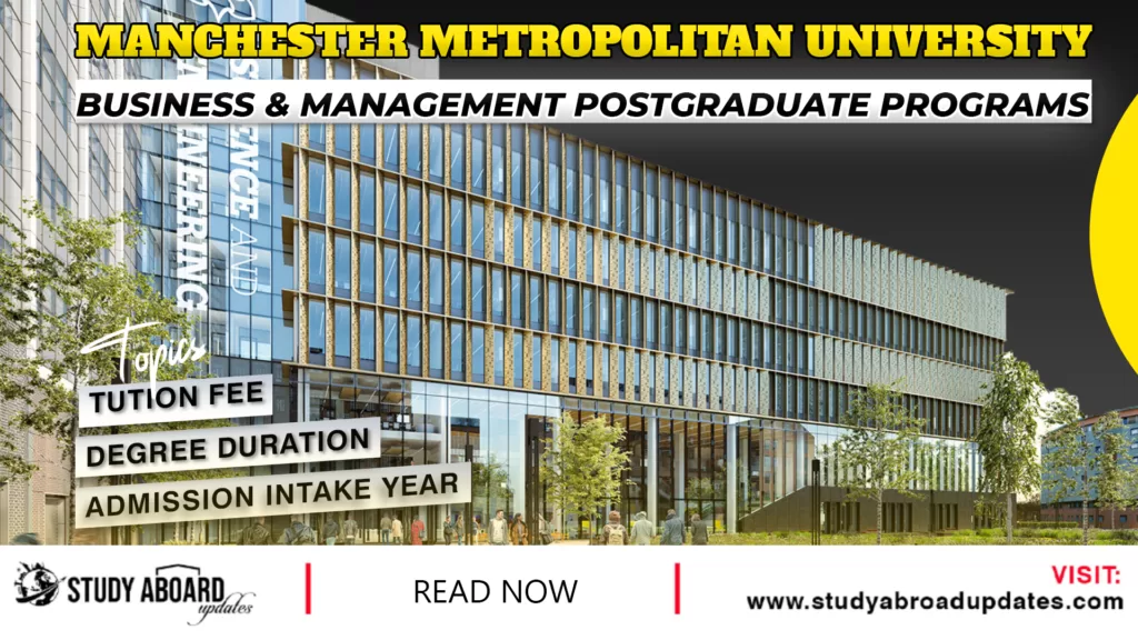 Manchester Metropolitan University Business & Management Postgraduate Programs