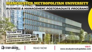 Manchester Metropolitan University Business & Management Postgraduate Programs