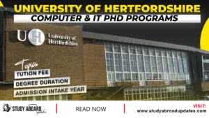 University of Hertfordshire Computer & IT PHD Programs