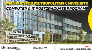 Manchester Metropolitan University Computer & IT Postgraduate Programs