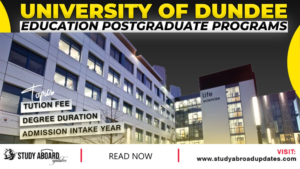 University of Dundee Education Postgraduate Programs