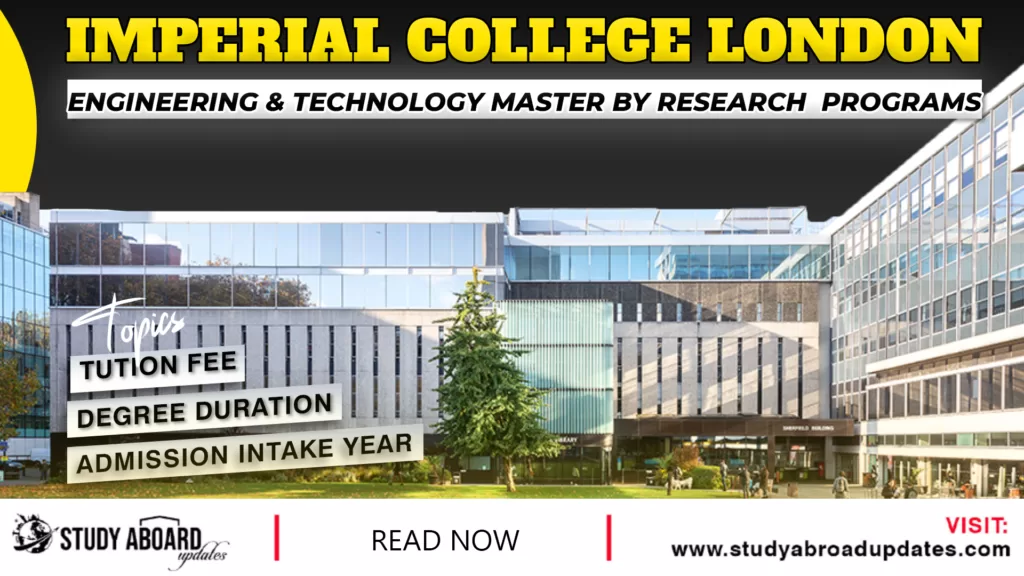Engineering & Technology Master by Research Programs