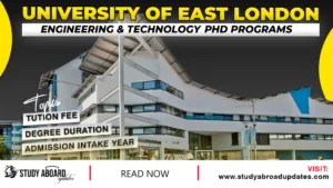 University of East London Engineering & Technology Phd Programs