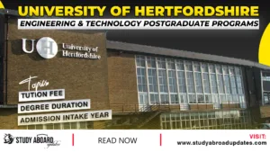University of Hertfordshire Engineering & Technology Postgraduate Programs