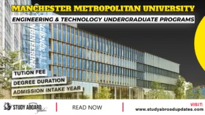 Manchester Metropolitan University Engineering & Technology Undergraduate Programs