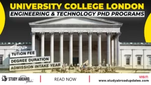 University College London Engineering & Technology PHD Programs