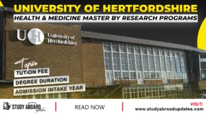 University of Hertfordshire Health & Medicine Master by Research Programs