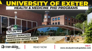 University of Exeter Health & Medicine Phd programs