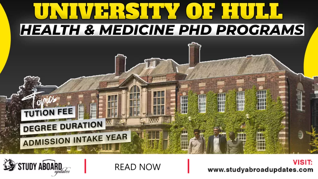University of Hull Health & Medicine PHD Programs