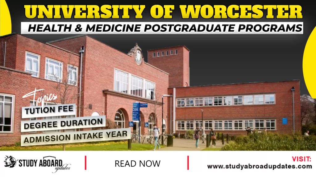 University of Worcester Health & Medicine Postgraduate Programs