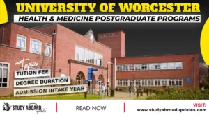 University of Worcester Health & Medicine Postgraduate Programs