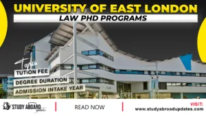 University of East London Law PHD Programs
