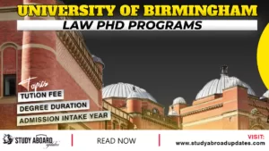 University of Birmingham Law PHD Programs