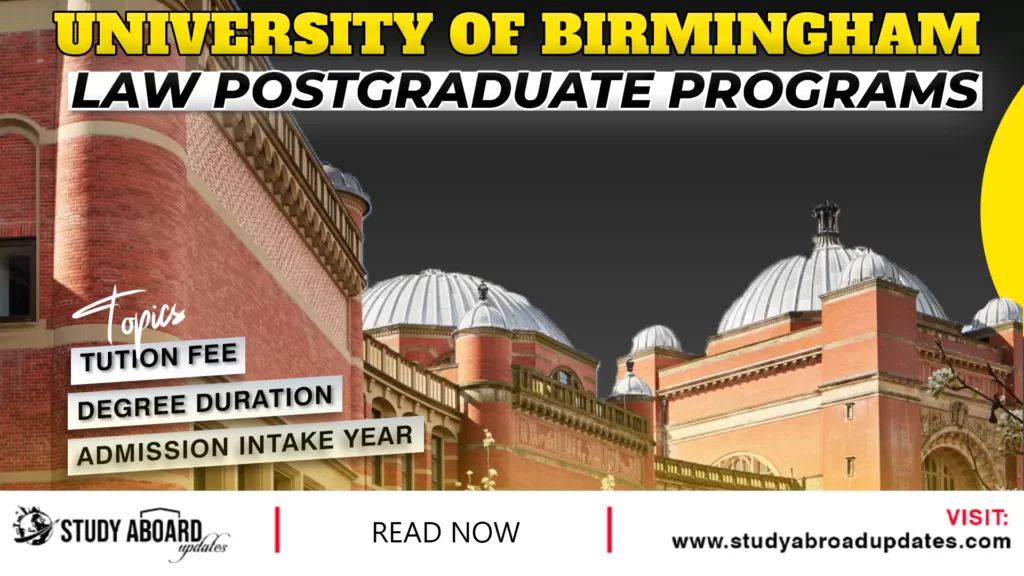 University of Birmingham Law Postgraduate Programs