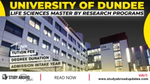 University of Dundee Life Sciences Master by Research Programs