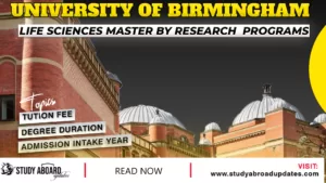 University of Birmingham Life Sciences Master by Research Programs