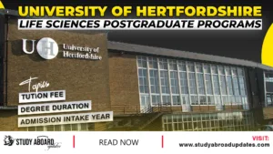 University of Hertfordshire Life Sciences Postgraduate Programs