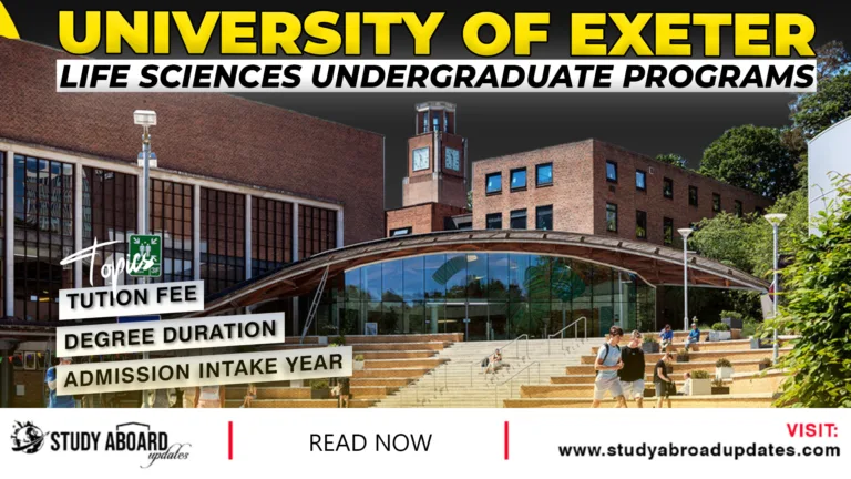 University of Exeter Life Sciences Undergraduate programs
