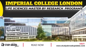 Life Sciences master by research Programs