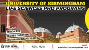 University of Birmingham Life Sciences PHD Programs