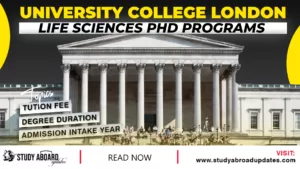 University College London Life Sciences PHD Programs