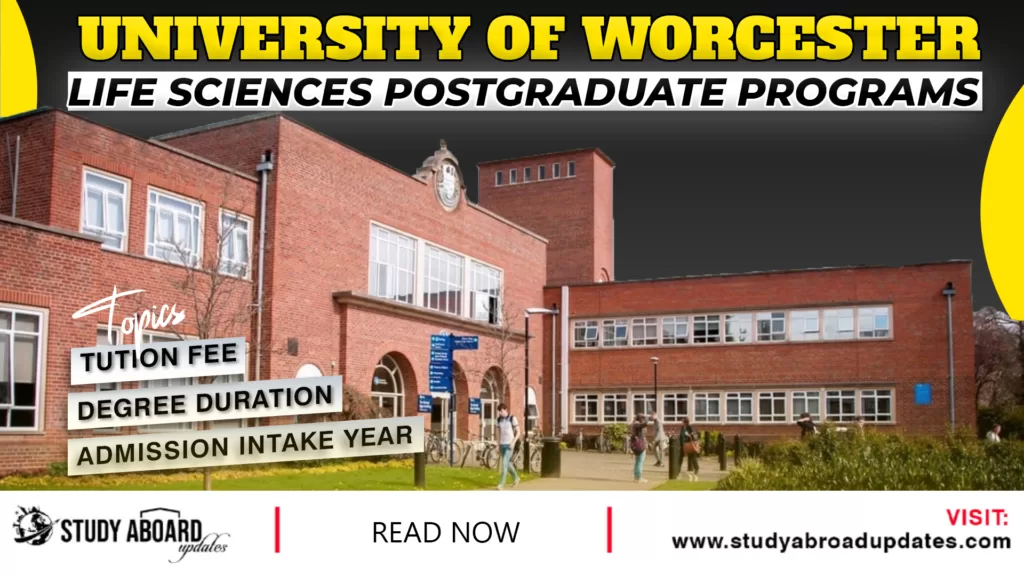 University of Worcester Life Sciences Postgraduate Programs