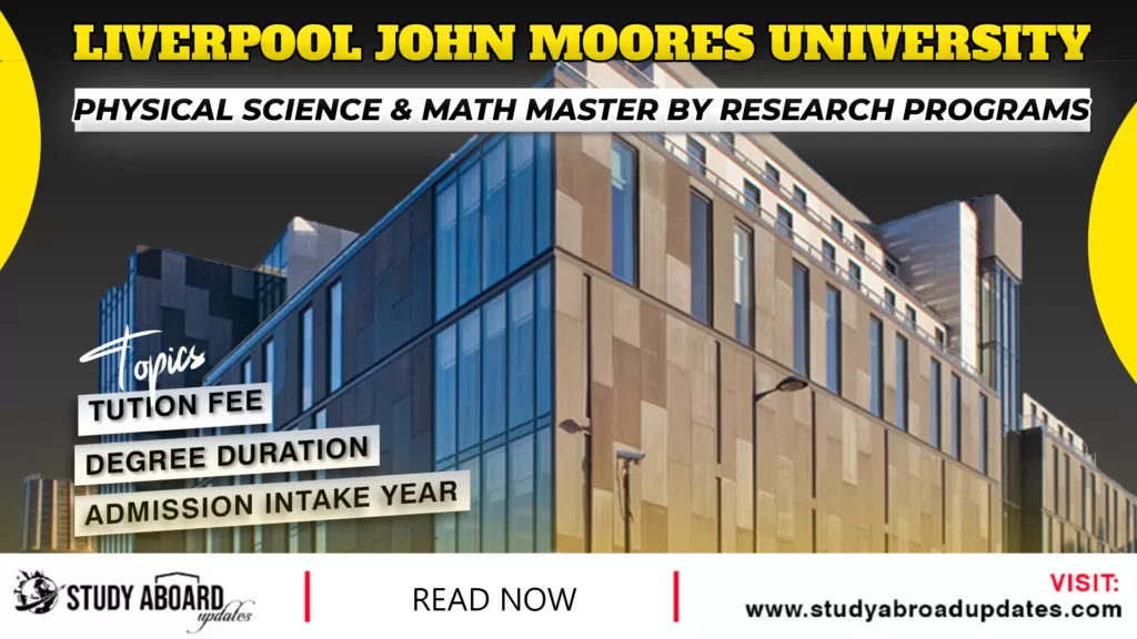 Physical Science & Math MAster By Research Programs