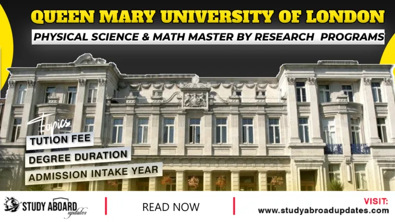 Physical Science & Math Master by Research Programs