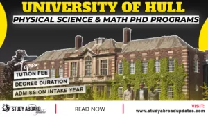 University of Hull Physical Science & Math PHD Programs