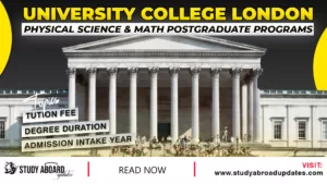 University College London Physical Science & Math Postgraduate Programs
