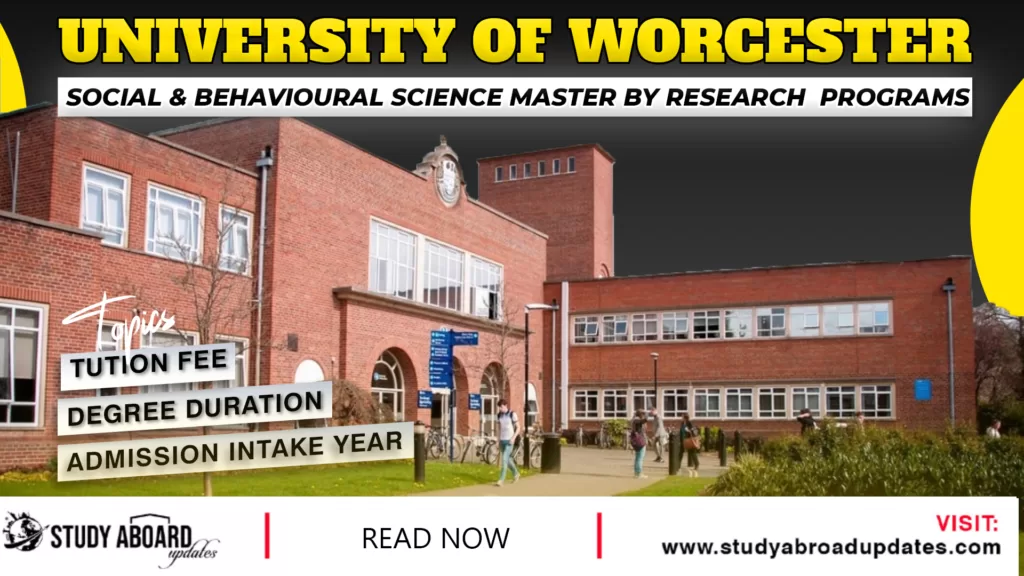 University of Worcester Social & Behavioural Science Master by Research Programs