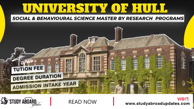University of Hull Social & Behavioural Science Master by Research Programs